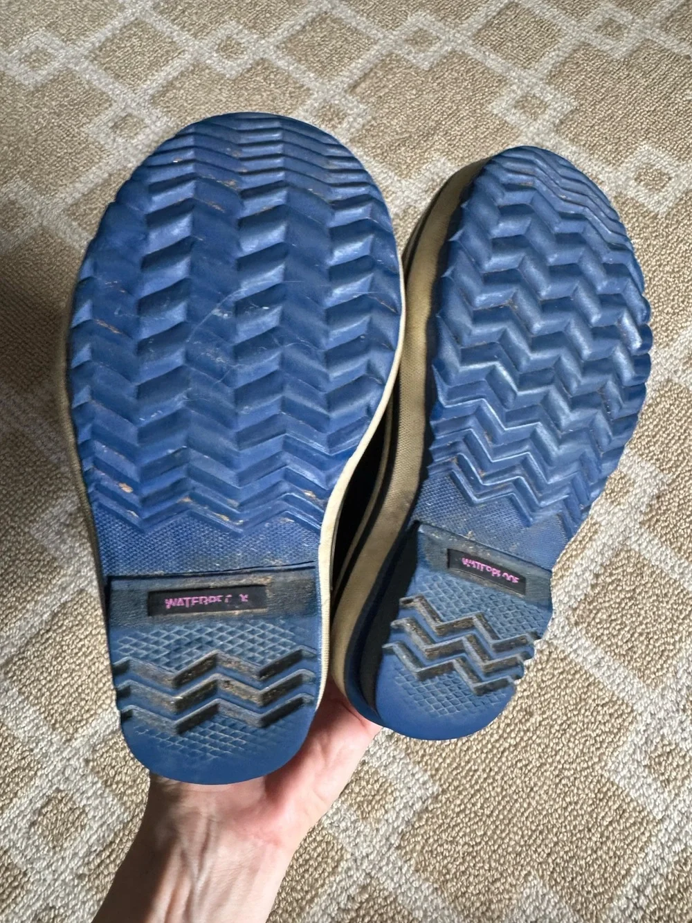 Sorel Yoot Pac Nylon Waterproof Insulated Snow Boots Blue Pink Girls Size 10